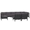 vidaXL 9 pcs conjunto lounge jardim c/ almofad&otilde;es pinho maci&ccedil;o preto