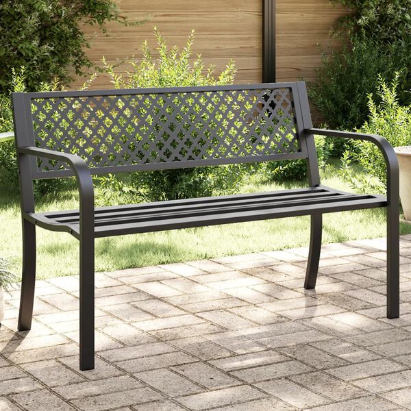 vidaXL Banco de jardim 119 cm aço preto