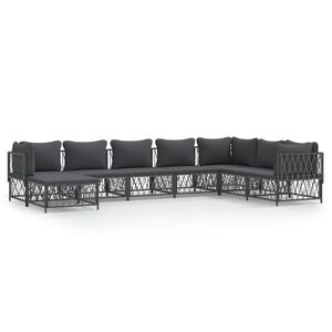 vidaXL 8 pcs conjunto lounge de jardim com almofad&otilde;es a&ccedil;o antracite