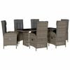 vidaXL 7 pcs conjunto de jantar p/ jardim c/ almofad&otilde;es vime PE cinza