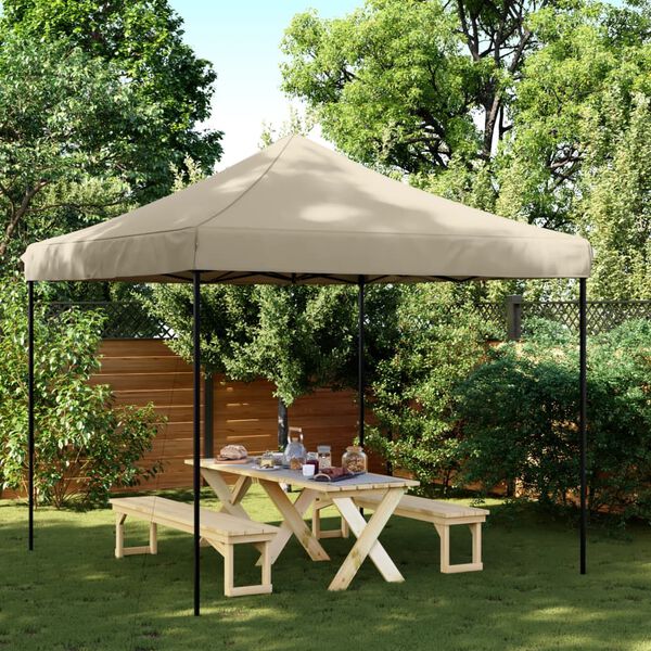 vidaXL Tenda p/ festas pop-up dobrável 292x292x315cm cinza-acastanhado