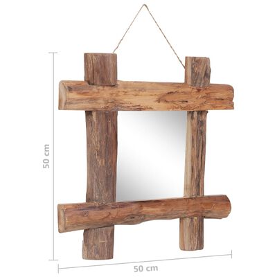vidaXL Espelho de troncos 50x50 cm madeira recuperada maciça natural