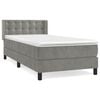 vidaXL Cama com molas/colch&atilde;o 90x190 cm veludo cinza-claro