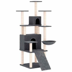 vidaXL &Aacute;rvore p/ gatos c/ postes arranhadores sisal 154cm cinza-escuro
