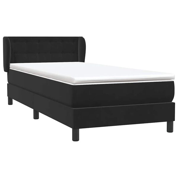 vidaXL Cama com molas/colch&atilde;o 80x220 cm veludo preto