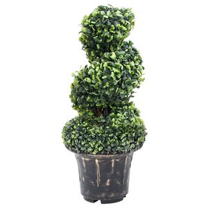 vidaXL Planta artificial buxo em espiral com vaso 59 cm verde
