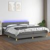 vidaXL Cama box spring c/ colch&atilde;o e LED 200x200 cm tecido cinza-escuro