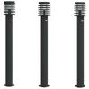vidaXL Candeeiro ch&atilde;o p/ exterior c/ sensor 3pcs 110cm a&ccedil;o inox. preto