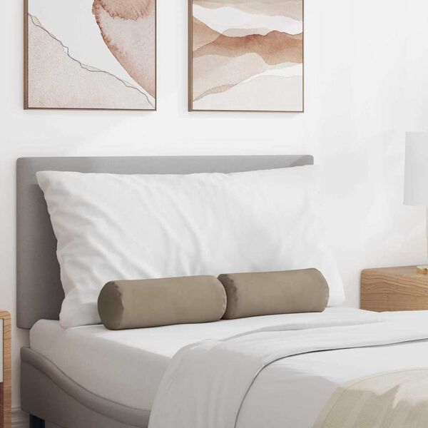 vidaXL Almofadas de Apoio 2 pcs Cinzento-acastanhado &Oslash; 15 x 40 cm