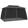 vidaXL Gazebo c/ teto duplo/paredes de malha 3,93x2,93 m a&ccedil;o antracite