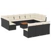 vidaXL 14 pcs conjunto de sof&aacute;s p/ jardim c/ almofad&otilde;es vime PE preto