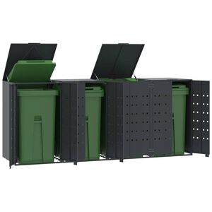 vidaXL Abrigo para 4 caixotes do lixo 276x79x117 cm a&ccedil;o antracite