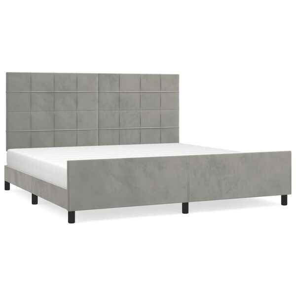 vidaXL Estrutura de cama sem colch&atilde;o 200x200 cm veludo cinzento-claro