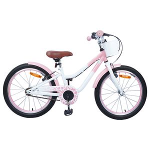 vidaXL Bicicleta Infantil 18 Polegadas para 5-7 anos Rosa Claro