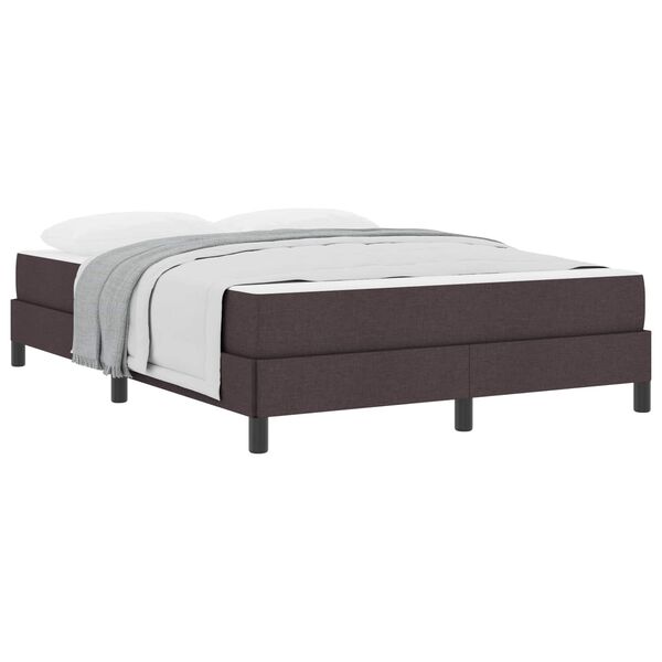 vidaXL Cama Box com colch&atilde;o Marrom Escuro 140 x 190 cm tecido
