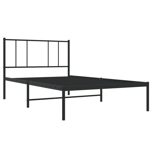vidaXL Estrutura de cama com cabeceira 90x190 cm metal preto