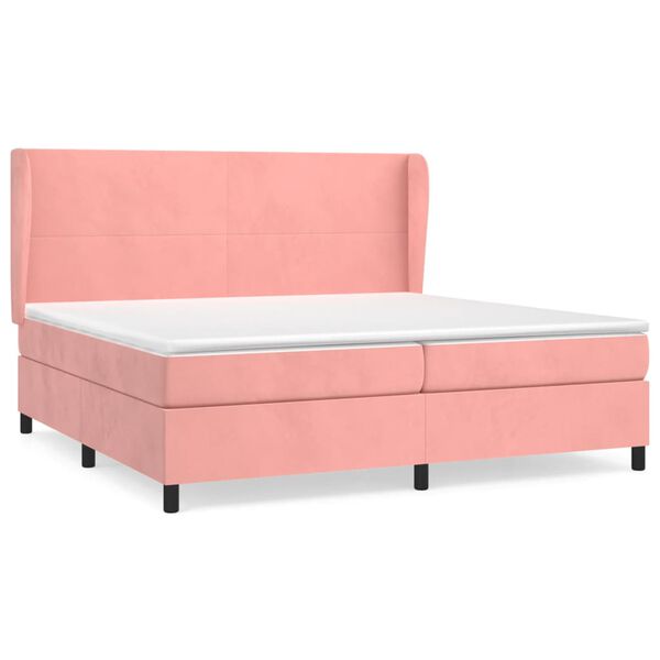 vidaXL Cama com molas/colch&atilde;o 200x200 cm veludo rosa