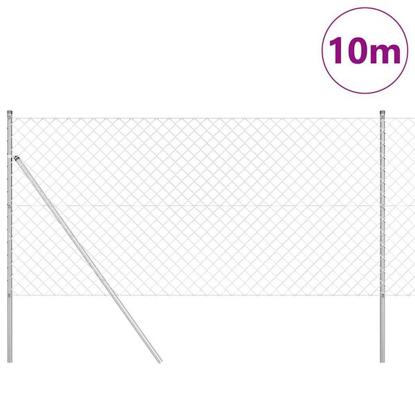 vidaXL Poste de Cerca Prateado 10 x 1 m (malha de 60 x 60 mm) A&ccedil;o
