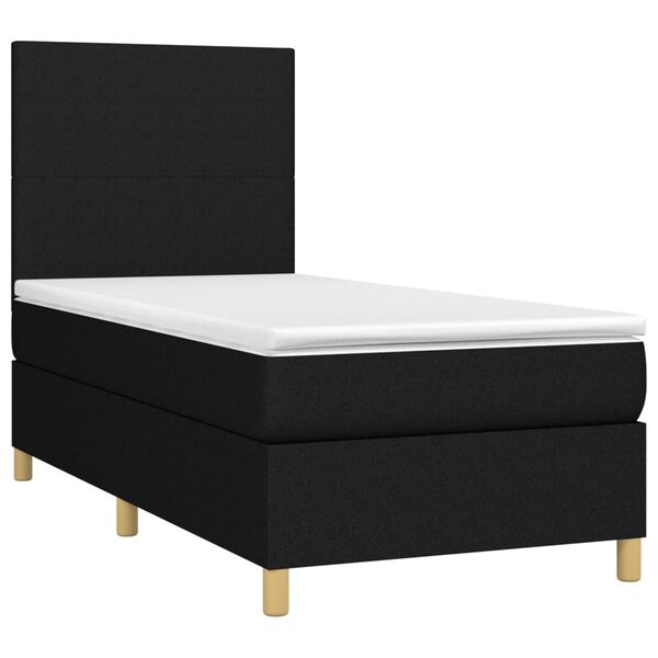 vidaXL Cama box spring c/ colch&atilde;o e LED 90x190 cm tecido preto
