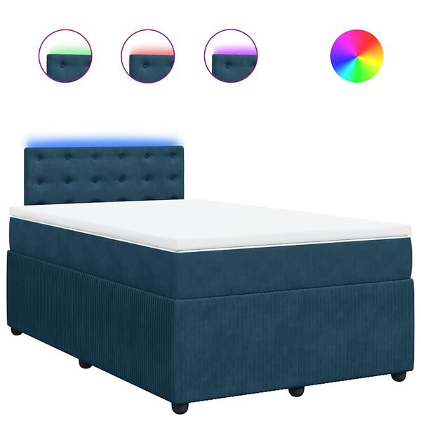vidaXL Cama boxspring com colch&atilde;o 120x200 cm veludo azul