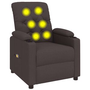 vidaXL Poltrona de massagens tecido castanho-escuro