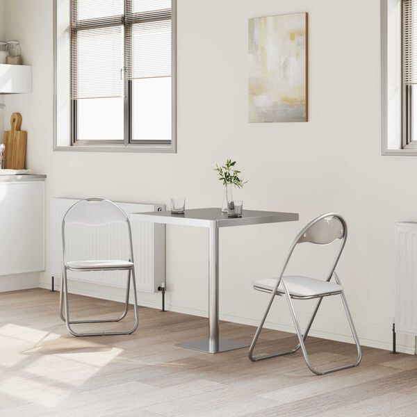 vidaXL Cadeira Dobr&aacute;vel 2 pcs Branco e Cinza 48 x 43,5 x 81 cm