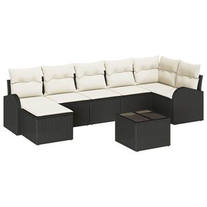 vidaXL Conjunto de Sof&aacute; de Jardim 8 pcs Preto Rattan Sint&eacute;tico