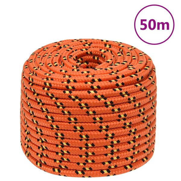 vidaXL Corda de barco 12 mm 50 m polipropileno laranja