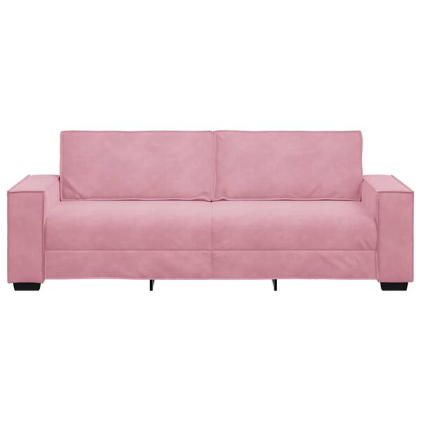 vidaXL Sof&aacute; de 3 lugares 220x78x84 cm veludo rosa