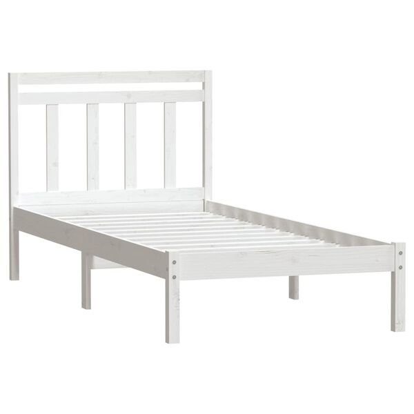 vidaXL Estrutura de cama 100x200 cm pinho maci&ccedil;o branco