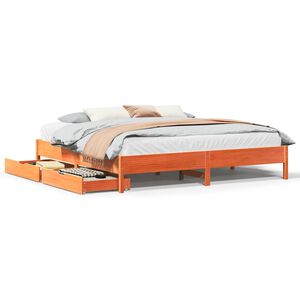 vidaXL Cama sem colch&atilde;o 200x200 cm pinho maci&ccedil;o castanho-mel