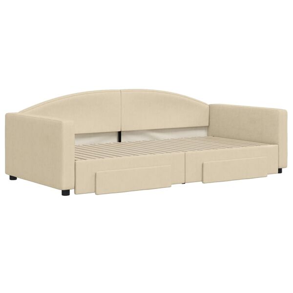 vidaXL Sofá-cama com gavetão e gavetas 100x200 cm tecido cor creme