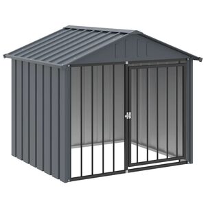 vidaXL Casota para c&atilde;es com teto 117x103x102 cm a&ccedil;o galvanizado preto