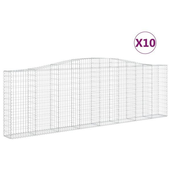 vidaXL Cestos gabi&atilde;o arqueados 10pcs 400x30x120/140 ferro galvanizado