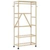vidaXL Cabide com prateleiras e rodas 90x40x179,5 cm bambu