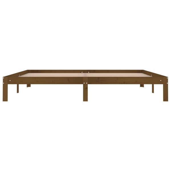 vidaXL Estrutura de cama 200x200 cm pinho maci&ccedil;o castanho mel
