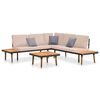 vidaXL 4 pcs conj. lounge jardim c/ almofad&otilde;es madeira ac&aacute;cia maci&ccedil;a