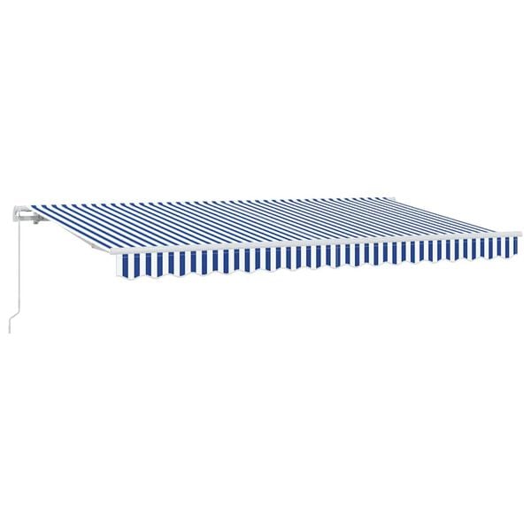 vidaXL Toldo Retr&aacute;til Azul e Branco 350 x 200 cm Poli&eacute;ster e Alum&iacute;nio