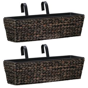 vidaXL Floreiras de pendurar 2 pcs jacinto de &aacute;gua castanho