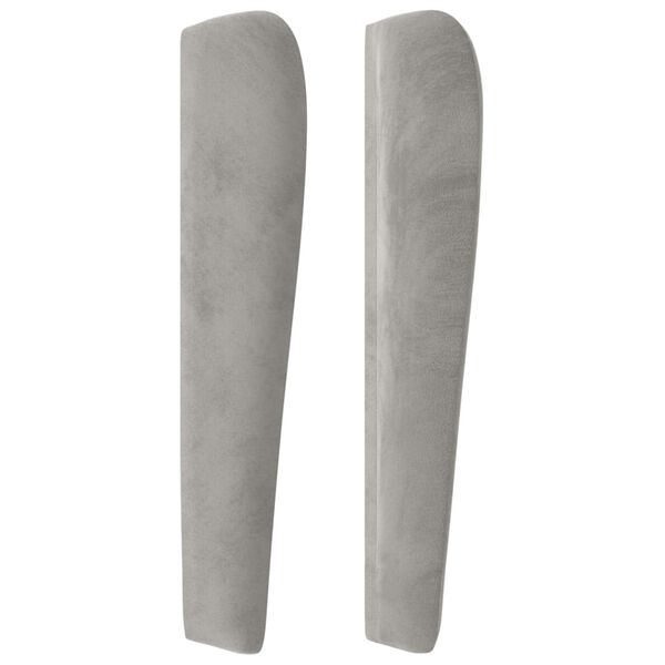 vidaXL Cabeceira cama c/ abas veludo 183x23x118/128 cm cinzento-claro