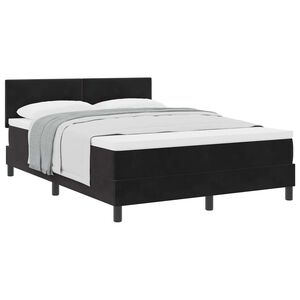 vidaXL Cama Box com colch&atilde;o com cabeceira Preto 140 x 200 cm Veludo