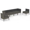 vidaXL 6 pcs conjunto lounge de jardim c/ almofad&otilde;es vime PE cinzento