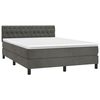 vidaXL Cama box spring c/ colch&atilde;o/LED 140x200cm veludo cinzento-escuro
