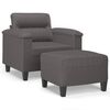 vidaXL Poltrona com apoio de p&eacute;s couro artificial 60 cm cinzento