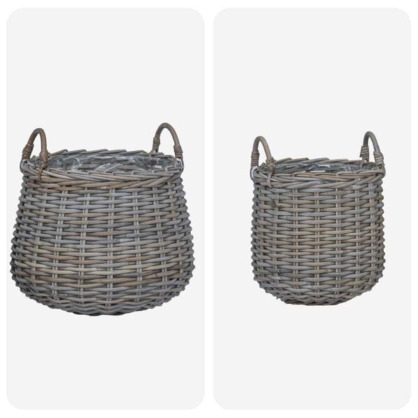 vidaXL Cesta de Plantas com armazenamento 2 pcs Cinzeto Rattan Lacak