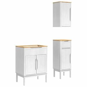vidaXL Conjunto de M&oacute;veis para Banheiro FLORO 3 unid. Branco