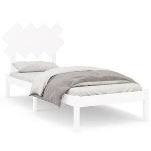 vidaXL Estrutura de cama 90x200 cm madeira maci&ccedil;a branco