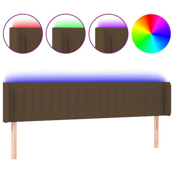 vidaXL Cabeceira de cama c/ luzes LED tecido 163x16x78/88 cm castanho