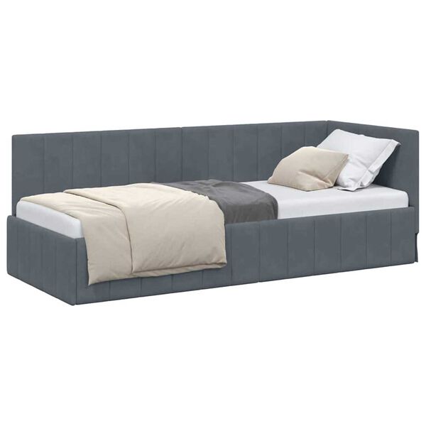 vidaXL Estrutura de Cama de Canto Cinza Escuro 80 cm x 200 cm Veludo