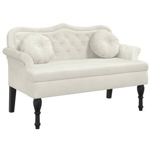 vidaXL Banco com almofad&otilde;es 120,5x65x75 cm veludo cor creme